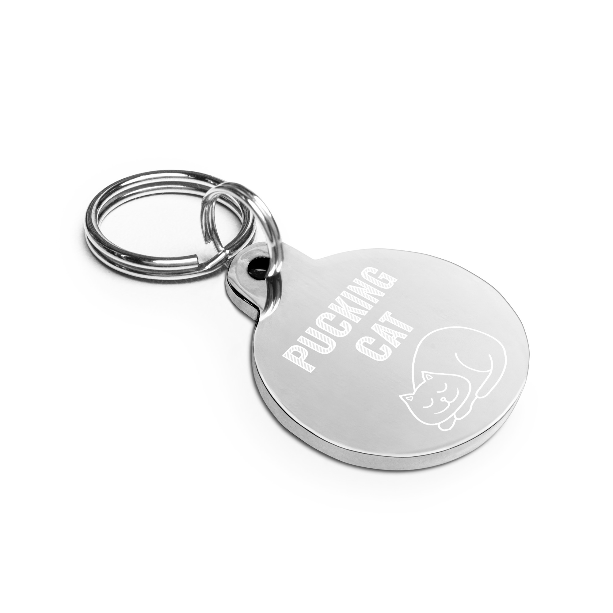 Engraved pet ID tag – “Pucking Cat”