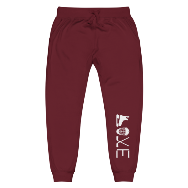 unisex-fleece-sweatpants-maroon-front-6305423549418.png