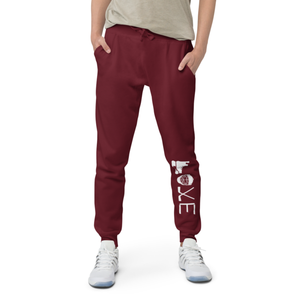 unisex-fleece-sweatpants-maroon-front-630542354bc9a.png