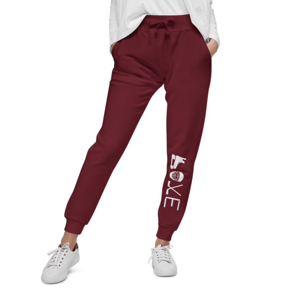 unisex-fleece-sweatpants-maroon-front-630542354c5b3.png