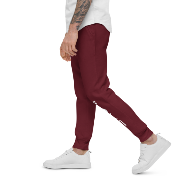 unisex-fleece-sweatpants-maroon-left-630542354afe0.png