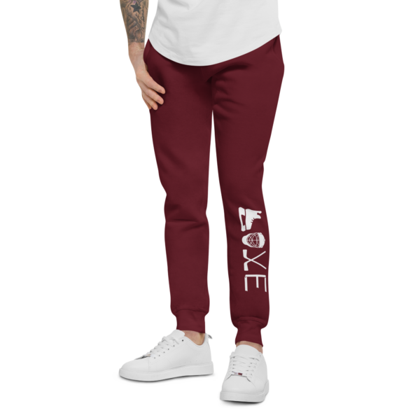 unisex-fleece-sweatpants-maroon-left-front-630542354b3eb.png