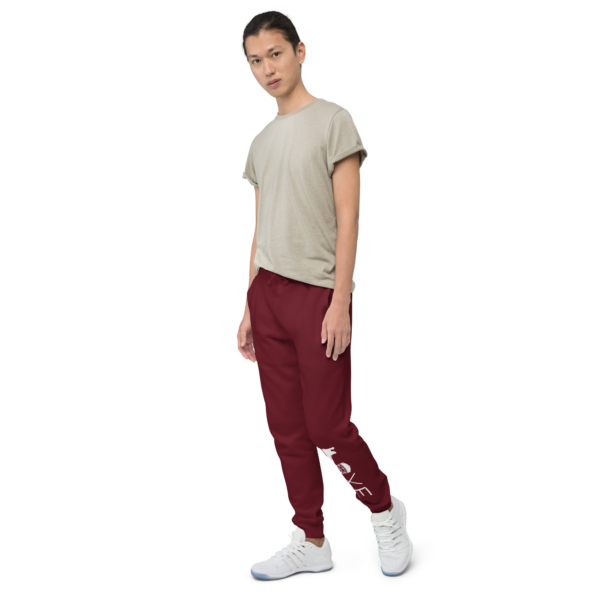 unisex-fleece-sweatpants-maroon-left-front-630542354ba4c.png