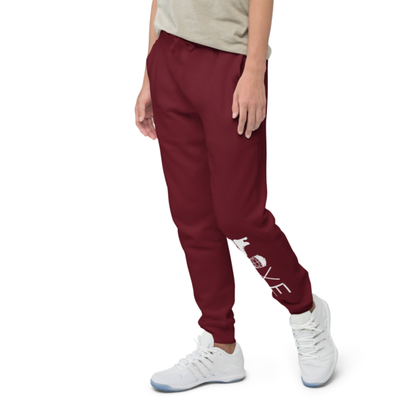 unisex-fleece-sweatpants-maroon-left-front-630542354bef1.png