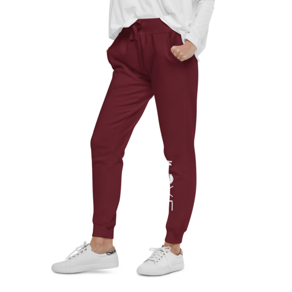 unisex-fleece-sweatpants-maroon-left-front-630542354c7e7.png